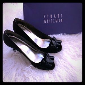 Stuart Weitzman Gigiritz Black Satin Heels